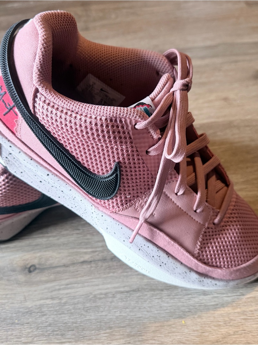 Nike Pink Mesh Women's Athletic Sneakers with Black Swoosh